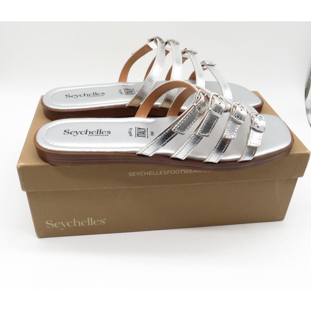 Seychelles Women's Silver Strappy Sandals Size 9 Adjustable Straps NEW $99